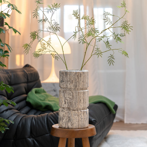 Grijs Travertin Vaas 'Don'