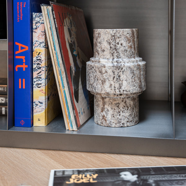 Grijs Travertin Vaas 'Column'