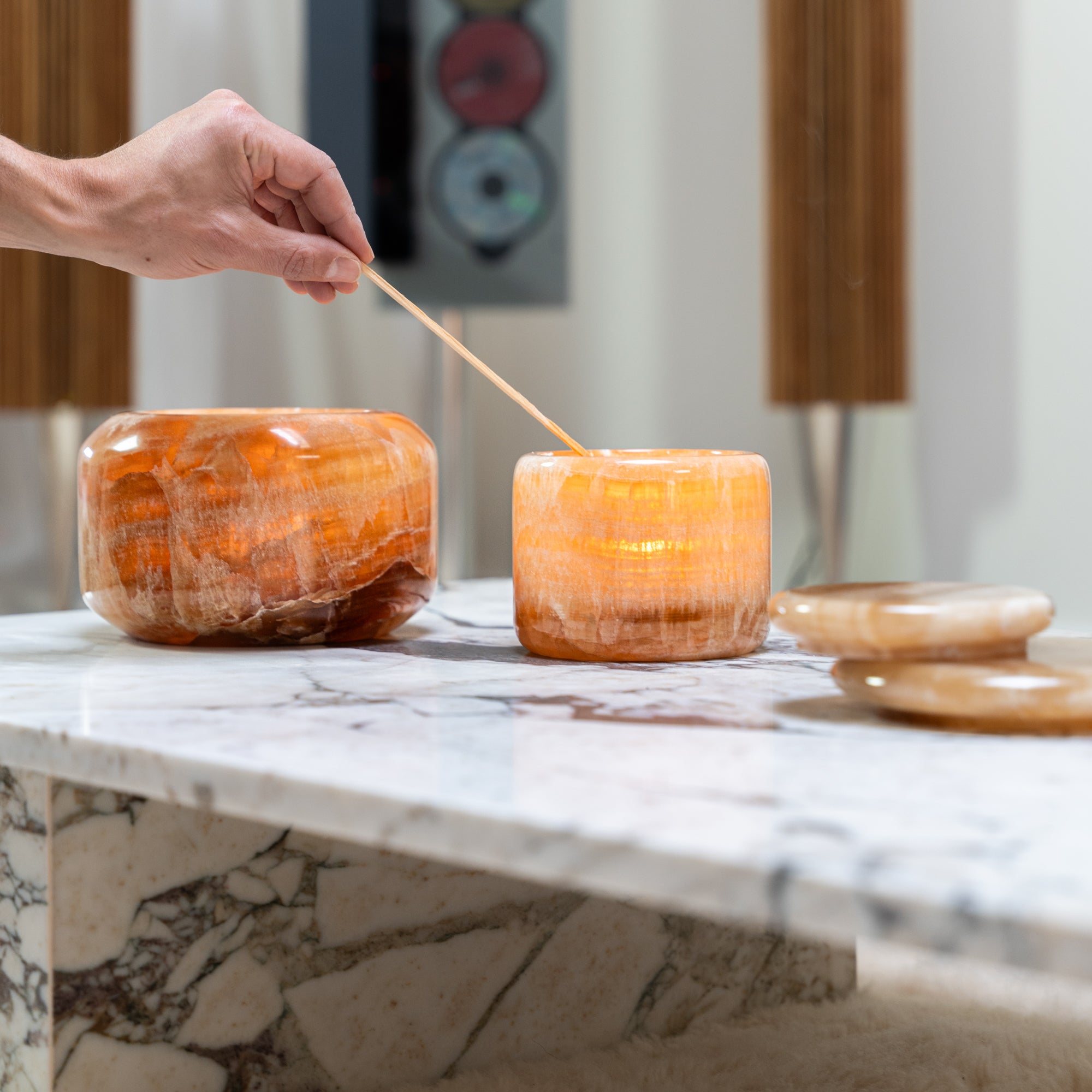 Decoratieve Pot 'Honey 150' in Bruin Onyx