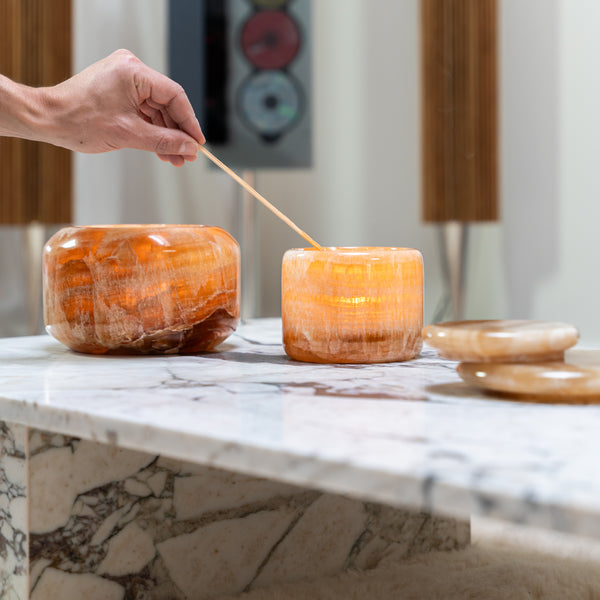 Decoratieve Pot 'Honey 150' in Bruin Onyx