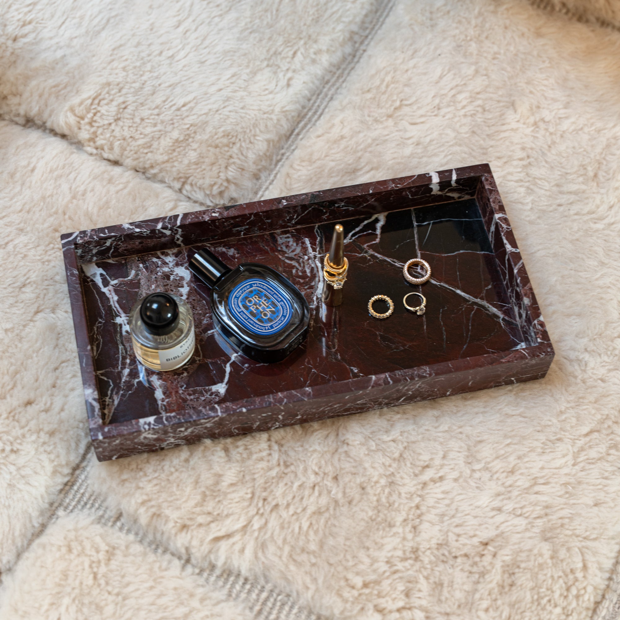 Rechthoekig Dienblad van Bordeauxrood Marmer