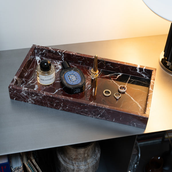 Rechthoekig Dienblad van Bordeauxrood Marmer