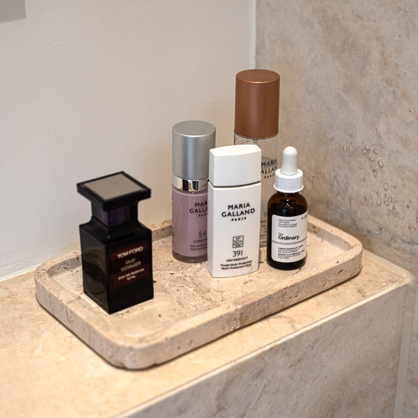 Beige Travertine 'Ritual' Tray