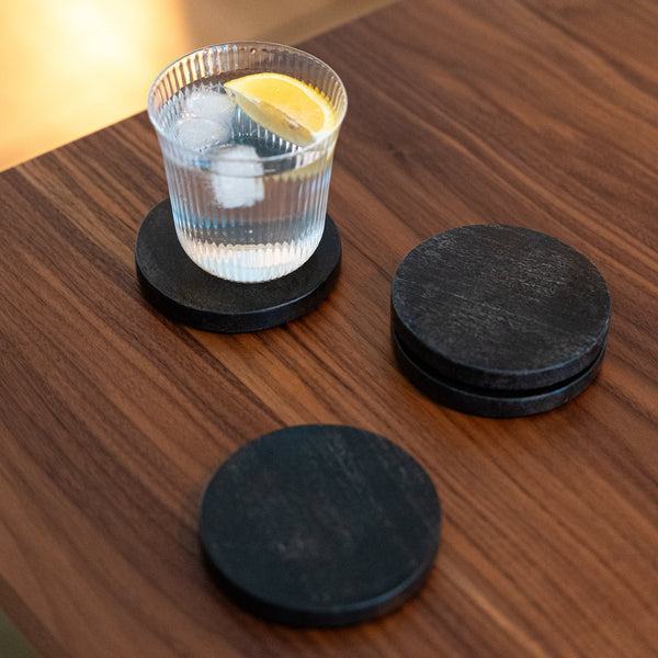 Black Marble Round Coasters