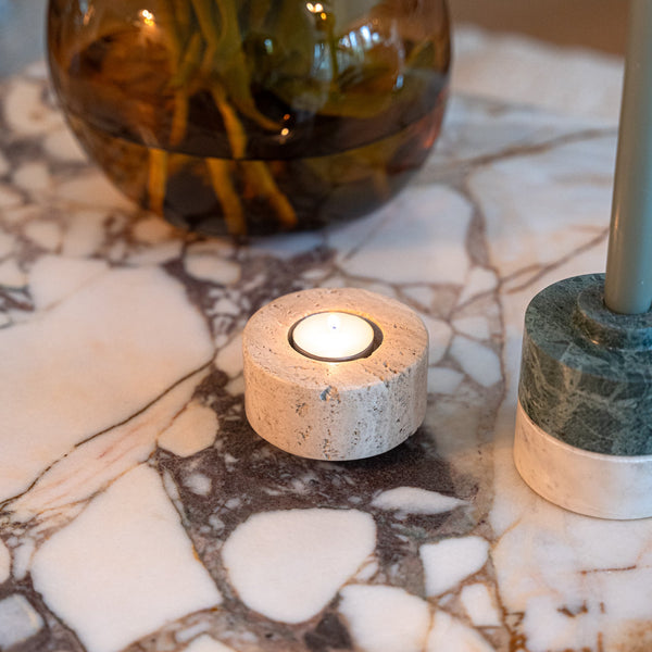 Beige Travertine 'Switch' Candle Holder