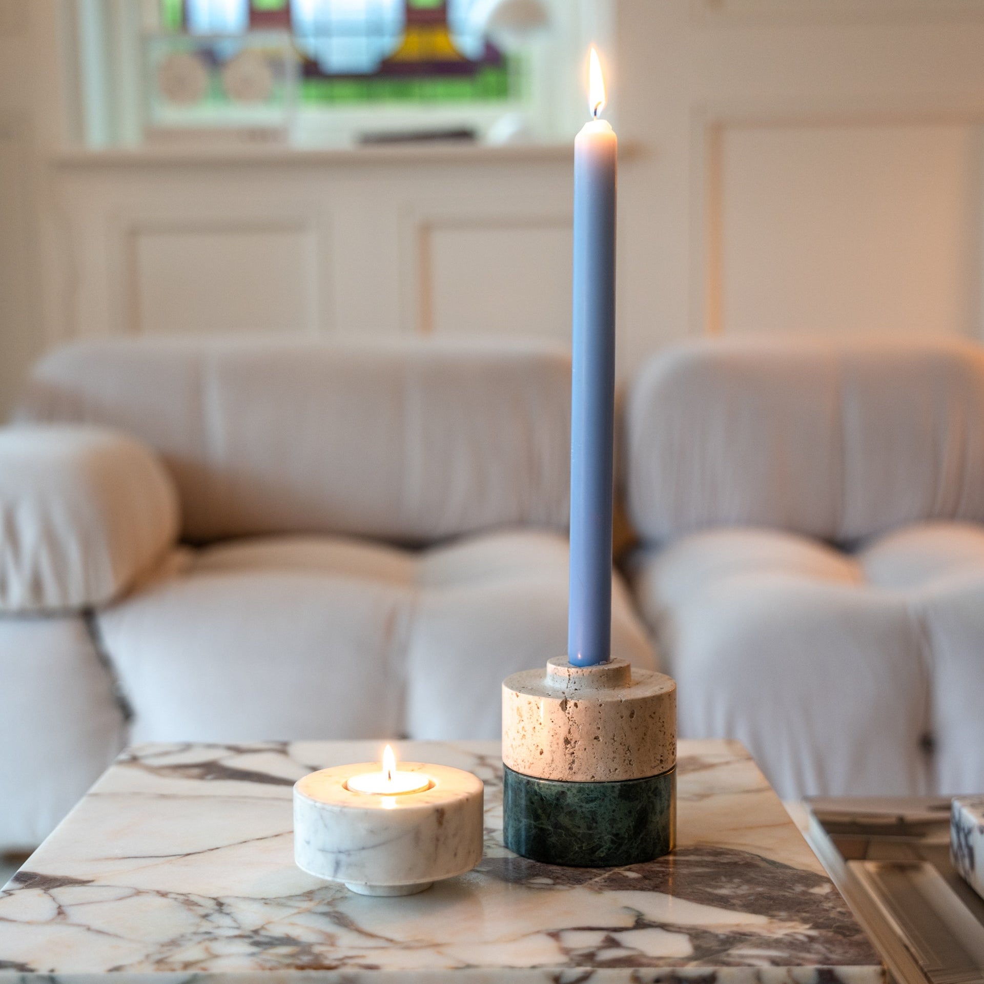 White Marble 'Switch' Candle Holder