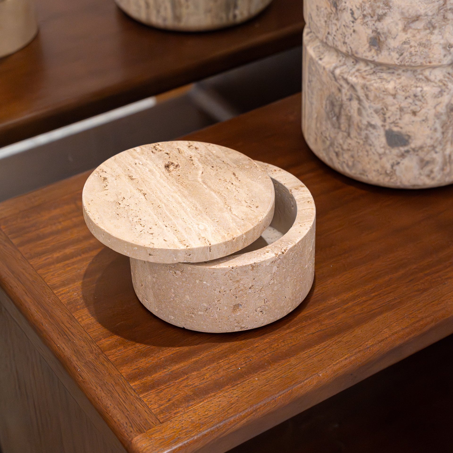 Beige Travertine 'Halo' Keepsake Object