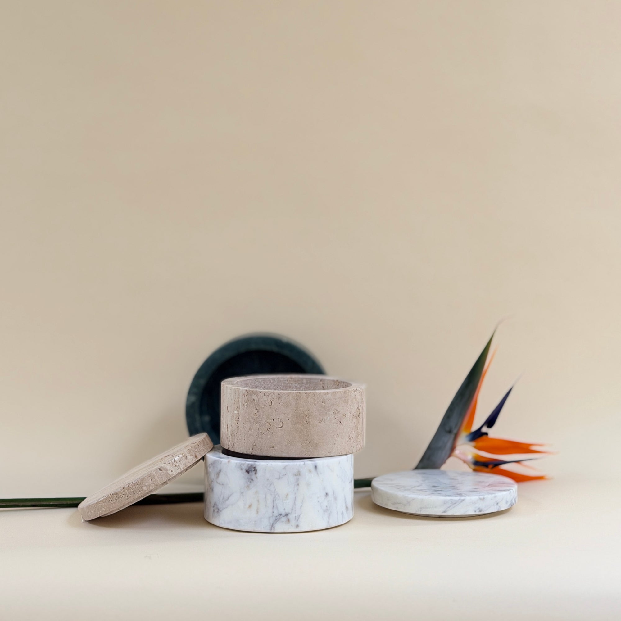 Beige Travertine 'Halo' Keepsake Object