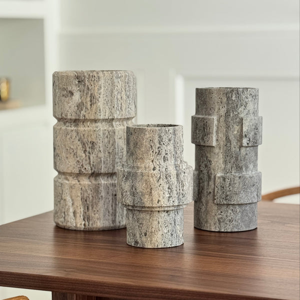 Grijs Travertin Vaas 'Vida'